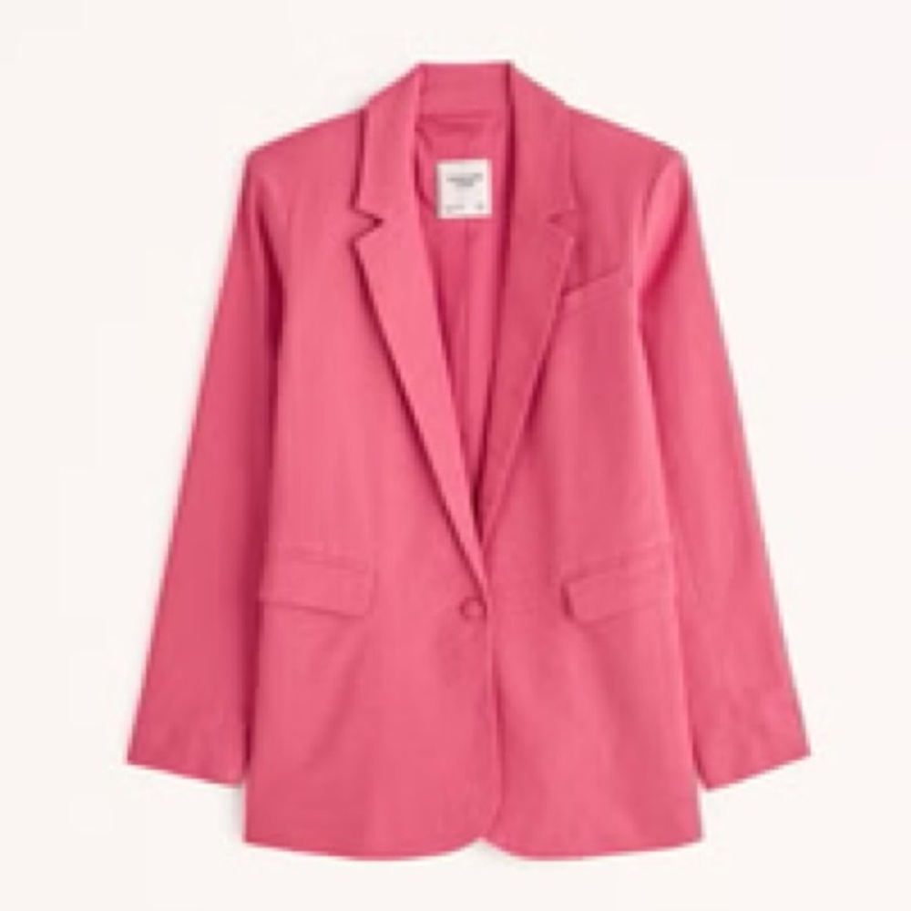 Abercrombie & Fitch Pink Single-Button Blazer